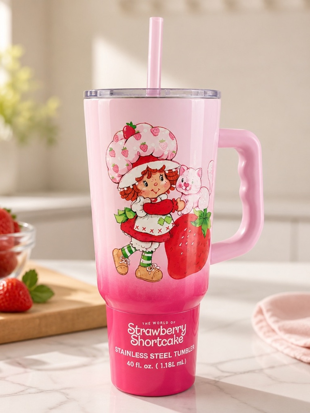 Strawberry Shortcake Pink Stainless Steel Tumbler 40 oz